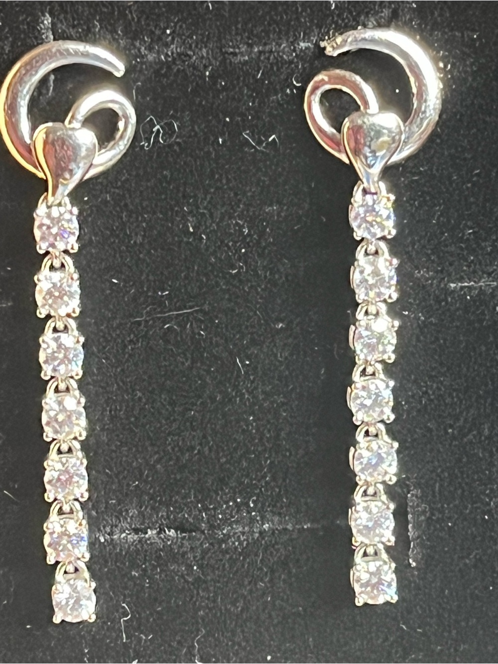 S925 Sterling Silver Dangle Earrings 1.40 CTW DTP 3mm - Picture 2 of 6